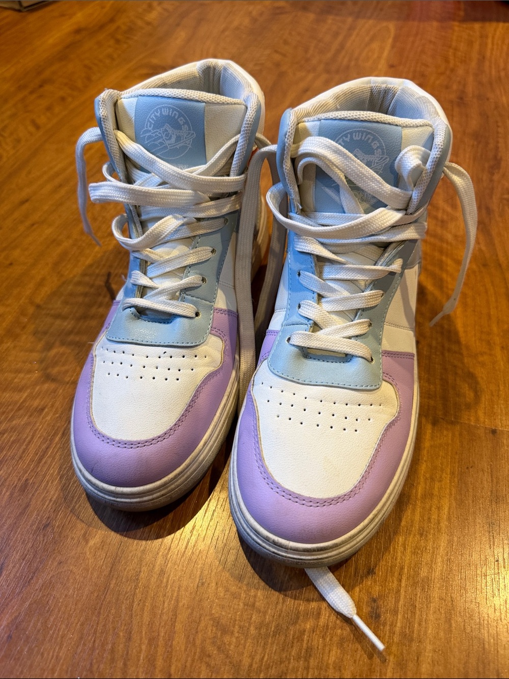 Women’s High-Top Sneakers in White, Light Blue & Lavender